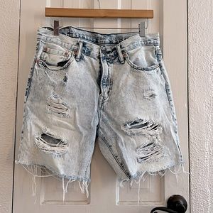 Light Wash Ripped American Eagle Jean Shorts